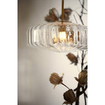 Load image into Gallery viewer, HANGING LAMP 30X17 CM PLEAT GLASS CLEAR+GOLD
