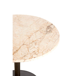 SIDE TABLE 61X41 CM PAZO SAND-PINK MARBLE+DARK BROWN