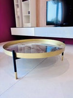 Load image into Gallery viewer, PLANET COFFEE TABLE 82 X 29 TOP CHOCO SUPERMARBLE CM009 FRAME BLACK M055
