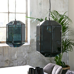 FRENCH GLASS HANGING LAMP BLACK REF.481990