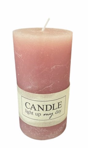 CANDLE WAX PINK 7X7X13CM