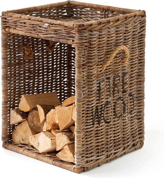 Cesto Ropa Riviera Maison District Basket - Ratán Y Algodón, 45x70x55 Cm, Color Natural