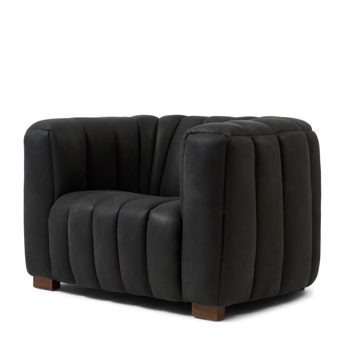 Pulitzer Armchair in Charcoal Leather - Joinwell Malta