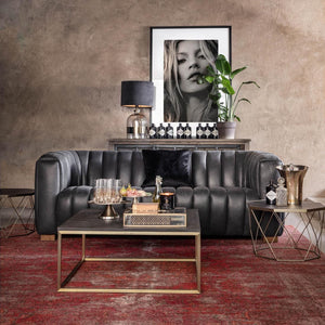 Pulitzer Sofa 3.5 Seater in Charcoal Leather - Joinwell Malta