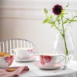 Load image into Gallery viewer, ROSE GARDEN SAUCER BREAKFAST CUP PINK
