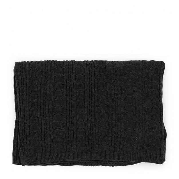 RIVIERA MAISON CHARCOAL CABLE THROW 170 X 130