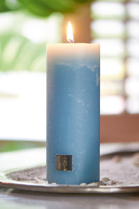 Rivieria Maison Rustic Med Blue Candle lit Up 7x18.
