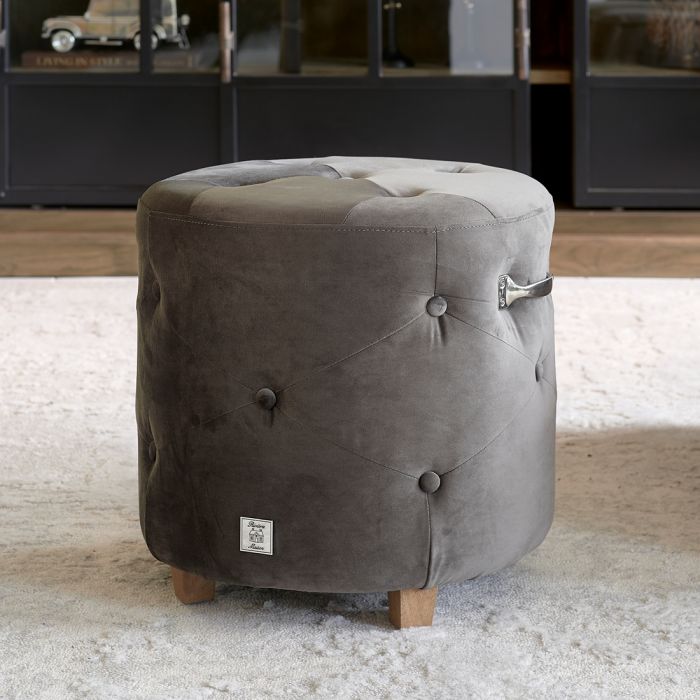 Bowery Footstool Velvet III Anthracite - Joinwell Malta