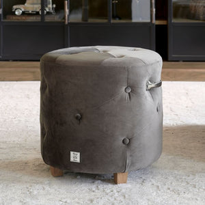 Bowery Footstool Velvet III Anthracite - Joinwell Malta