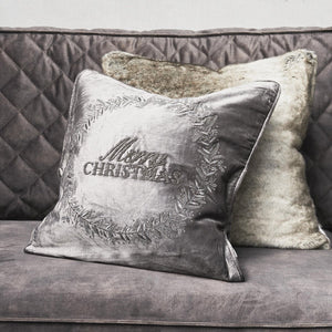 Riviera Maison Classic Christmas Wreath Pillow Cover Grey 50x50