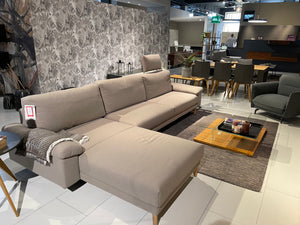 HULSTA SOFA 2.5 SEATER WITH LH CHAISE LONGUE AND HEADREST - STONE GREY