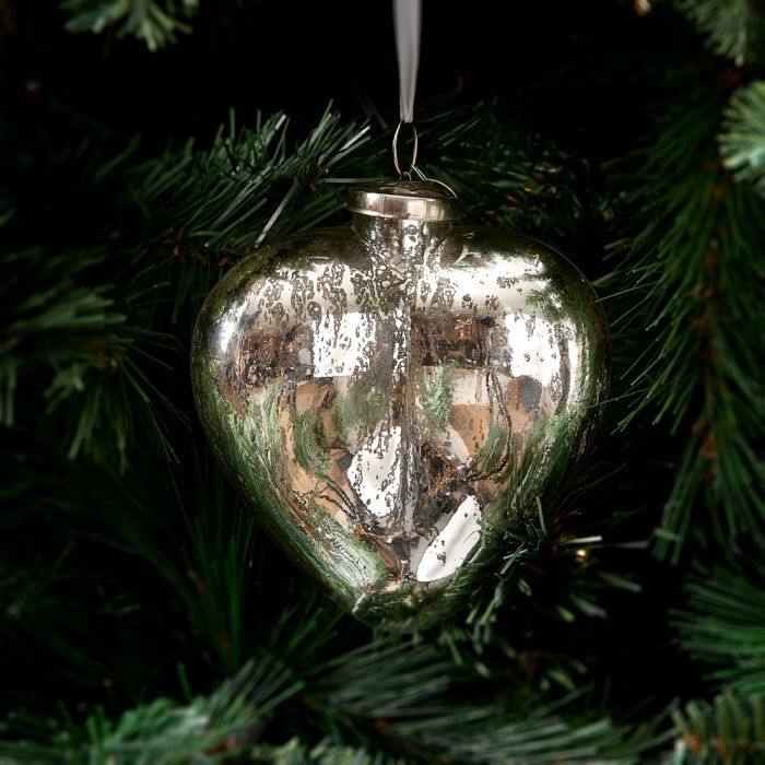 Riviera Maison Merry Christmas Heart Ornament Silver
